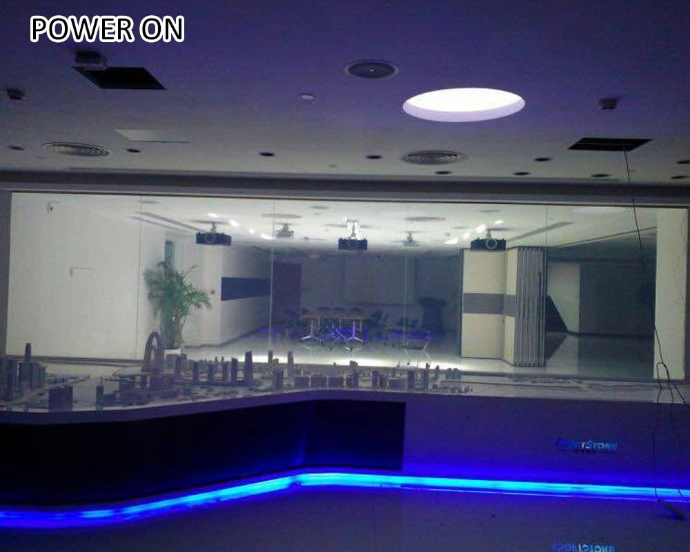 switchable opaque to transparent film glass